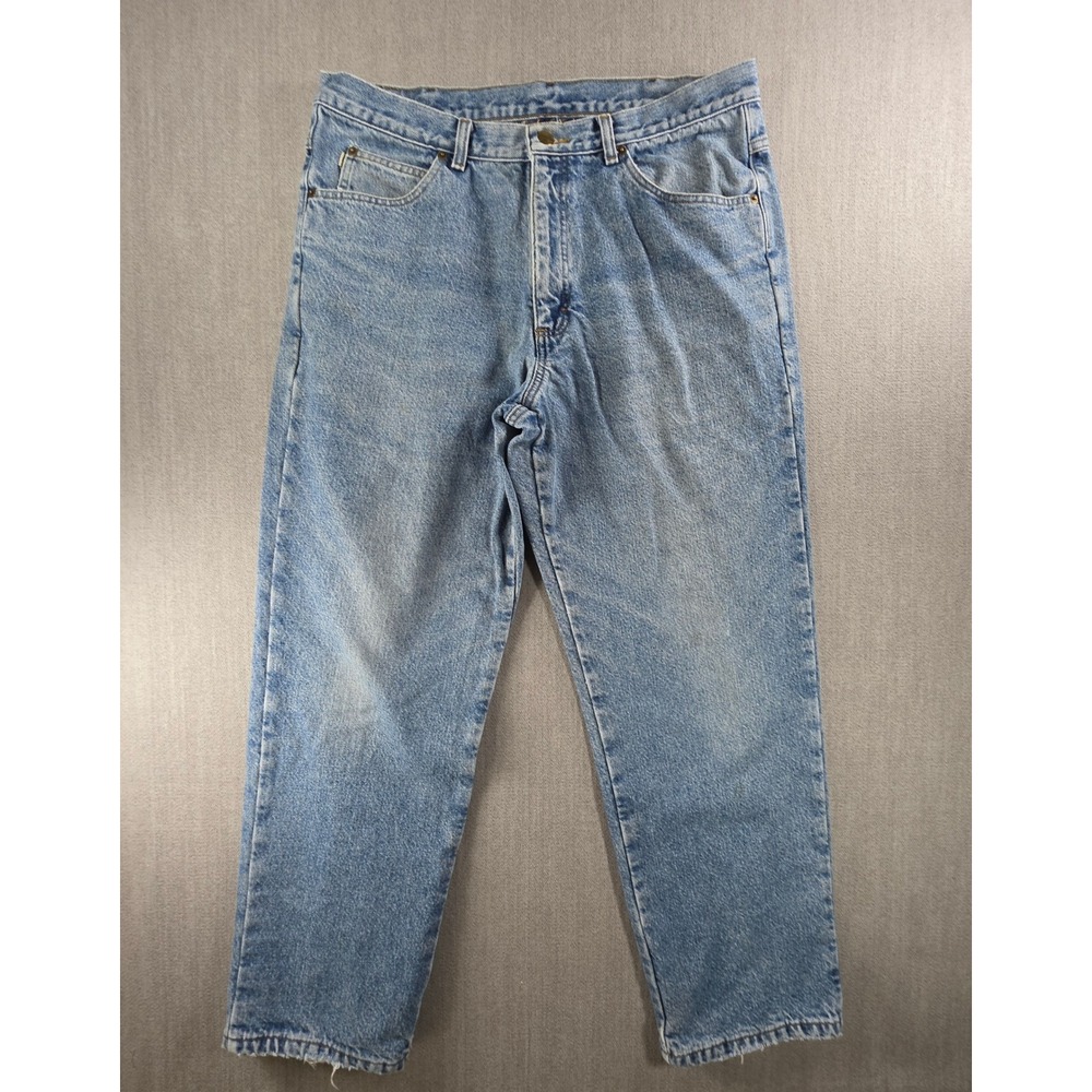 L.L. Bean Jeans Men 34x28 Light Blue Flannel Lined Double L Classic Fit Denim